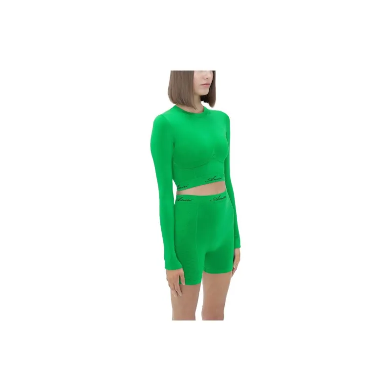 AMIRI Seamless L/S Mock Neck Top T Shirt Women's Green-3