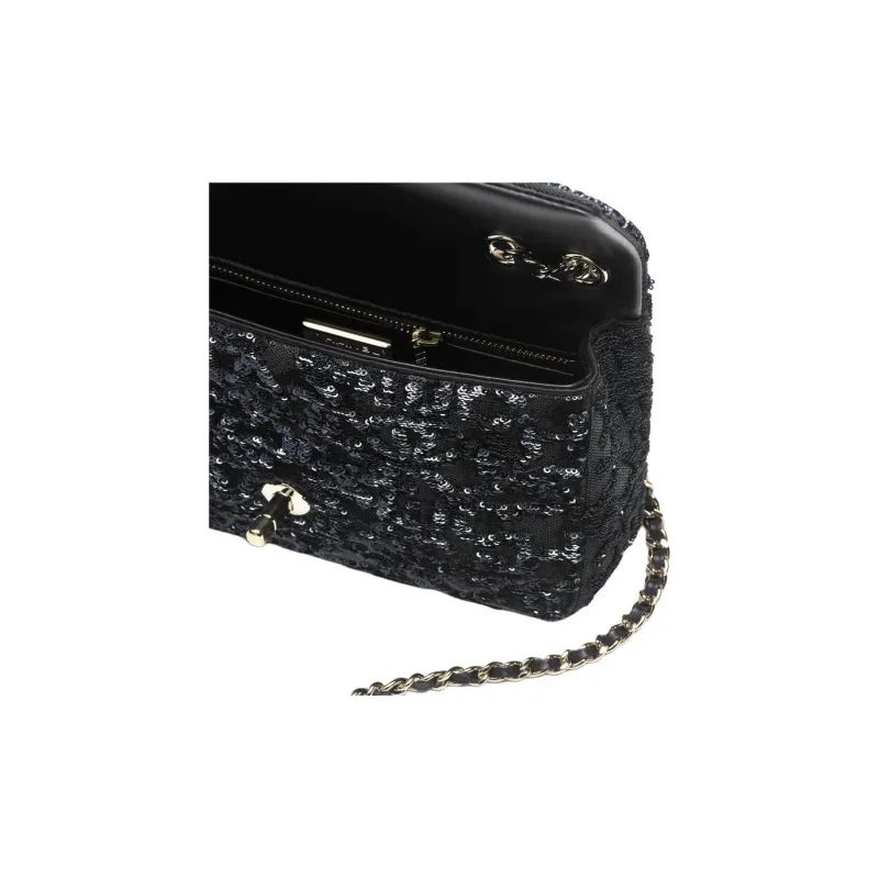 CHANEL Sequins Crossbody Bag, Shoulder Bag Women's Black & Blue-3