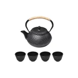 1200ML Cast Iron Teapot+4 Small Cast Iron Cups