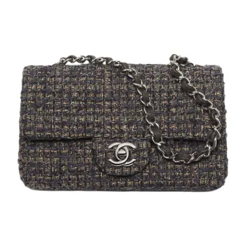 CHANEL Wool Crossbody Bag, Shoulder Bag Mini Women's Brown & Black & Ochre & Light Blue