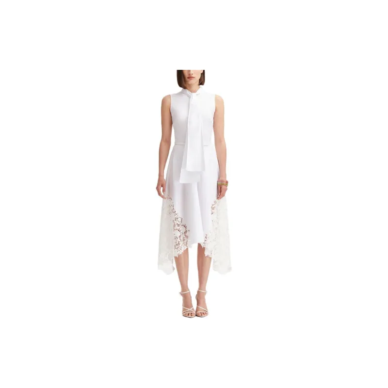 OSCAR DE LA RENTA Gardenia Lace-detail Cotton Poplin Dress-1
