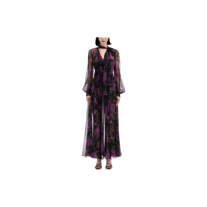 Oscar De La Renta Chrysanthemum Chiffon Maxi Dress-1