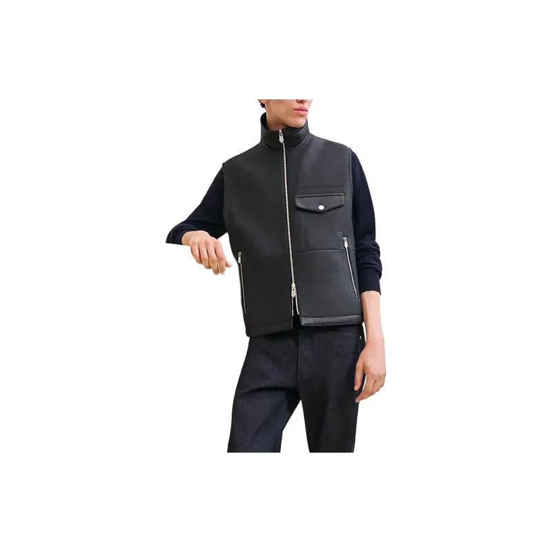 HERMES FW24 Leather Jacket Men's Black-2