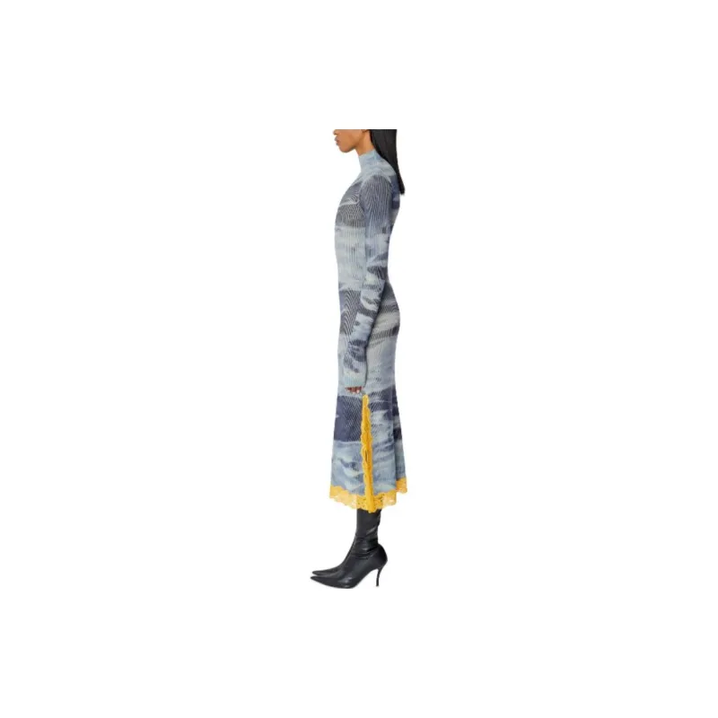 DIESEL Long-Sleeved Dresses Women's Gray Blue-3