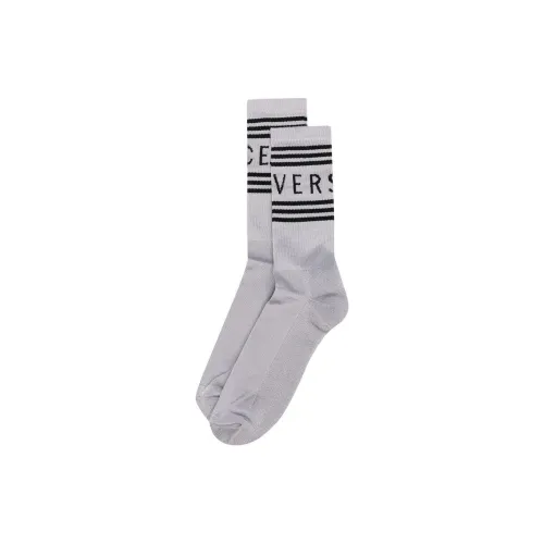 VERSACE Mid Calf Socks Men's 1 Pack Light Gray