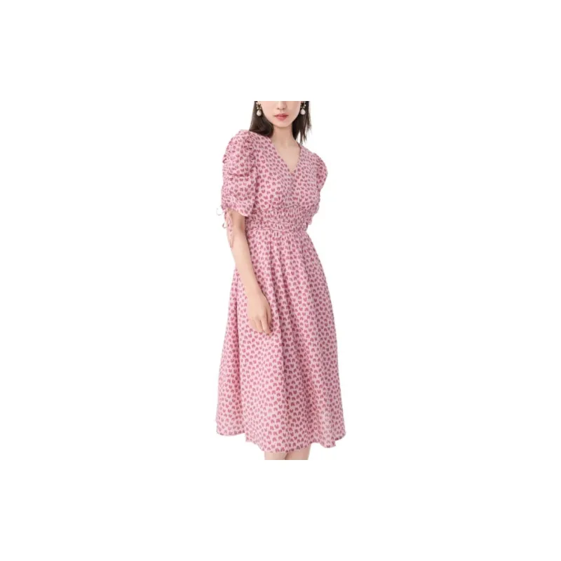 EICHITOO Short Sleeved Dresses Women's Pink Pattern-2