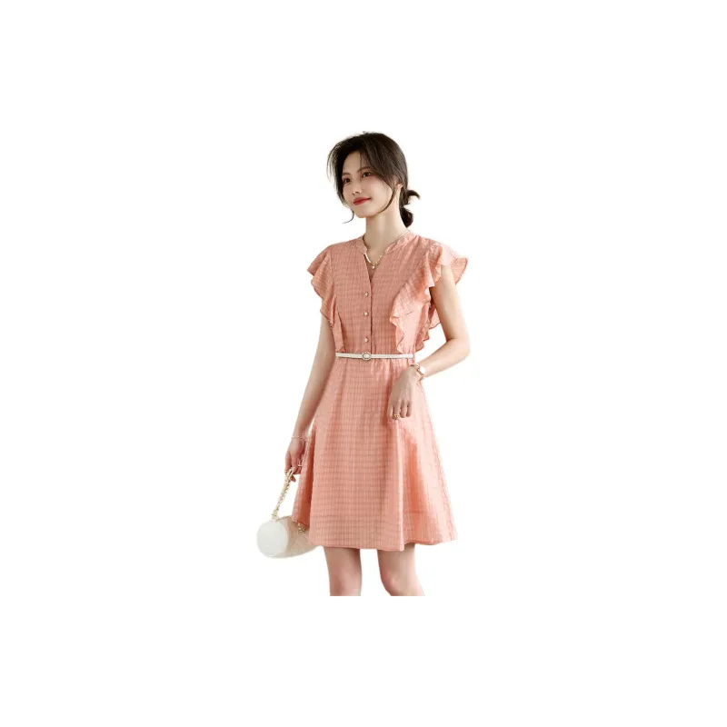Still Quiet Short Sleeved Dress Women's Pink-2