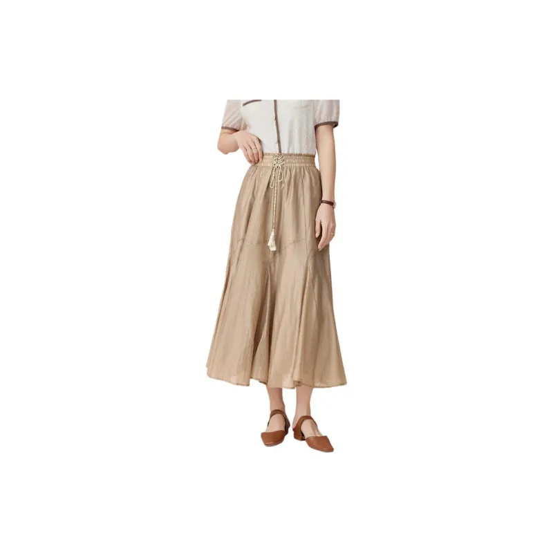 EICHITOO Casual Long Skirts Women's Light Coffee-2