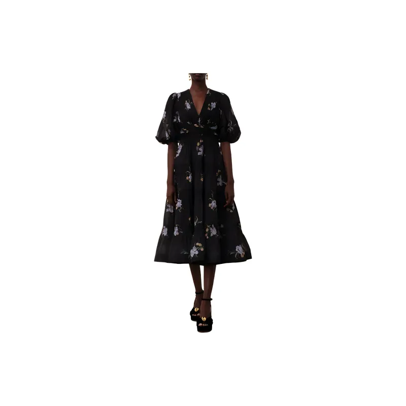 Zimmermann Floral Printed Pleated Midi Dress-1