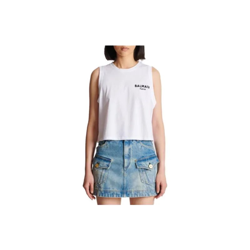 BALMAIN Flocked Logo Tank Top-4