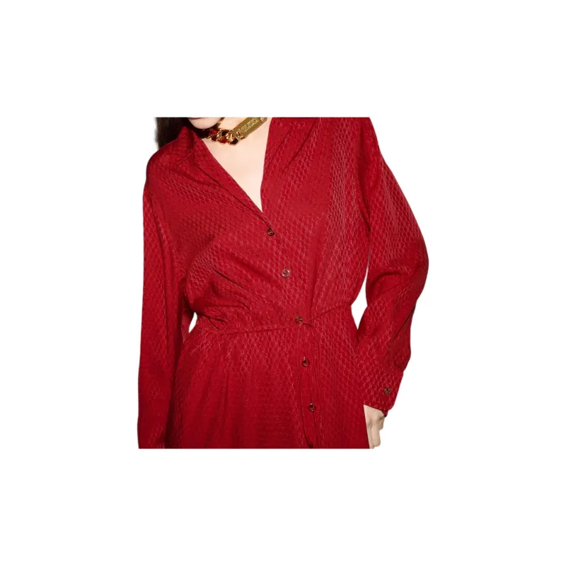 GUCCI Silk Jacquard Dress 'Classic Red'-5