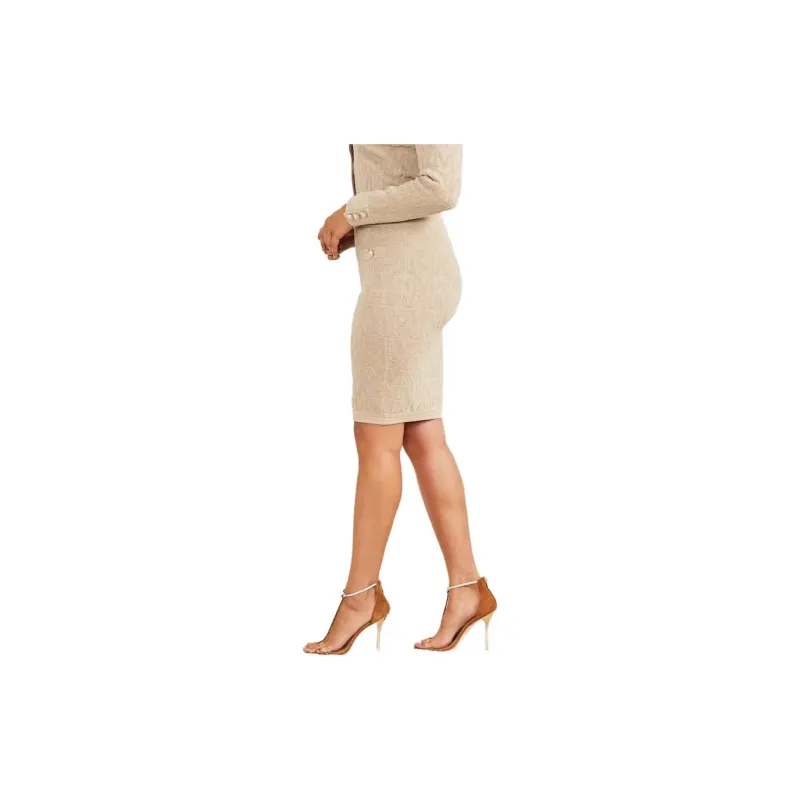 GUESS Penelope Sweater Skirt Casual Short Skirts Women's Beige-3