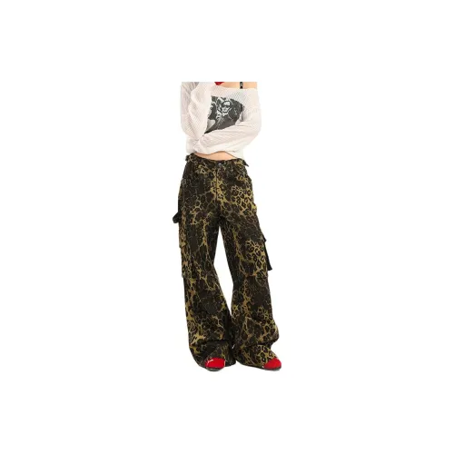 YINLEI Cargo Pants Unisex Leopard