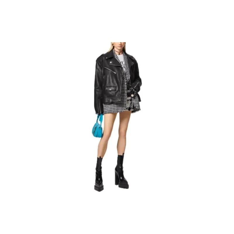 VERSACE FW22 Leather Jacket Women's Black-1
