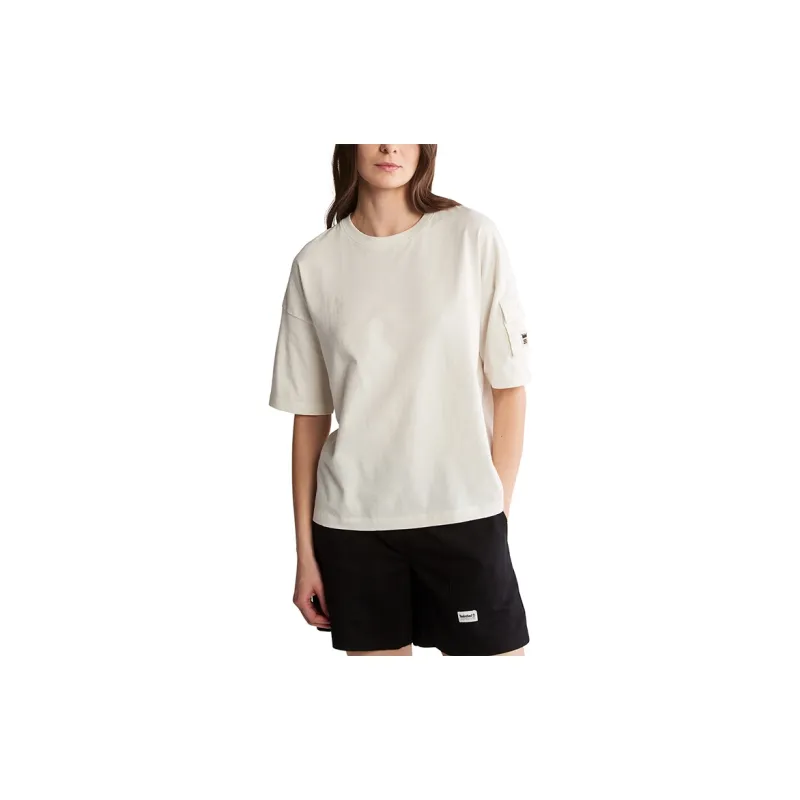 Timberland Drop Shoulder Sleeve T Shirt Women's Vintage White-3