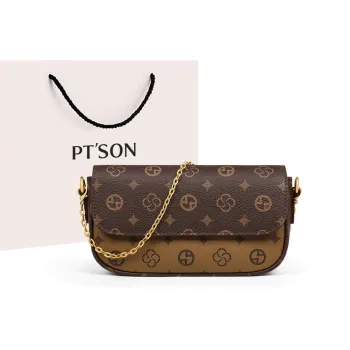 PT'SON Synthetic Leather Underarm Small Square Bag, One Shoulder Handbag Women's Coffee