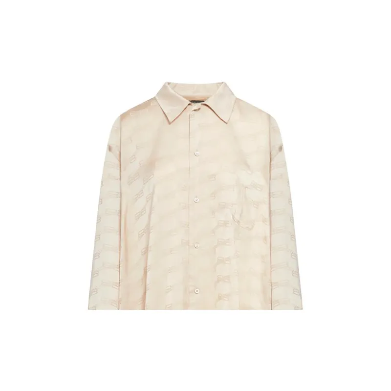 Balenciaga Logo Monogram Collared Long-Sleeve Shirt-6