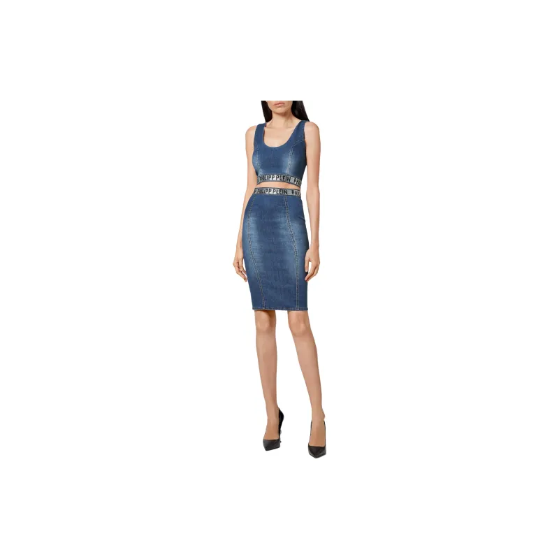 PHILIPP PLEIN Super Stretch Denim Pencil Skirt-1