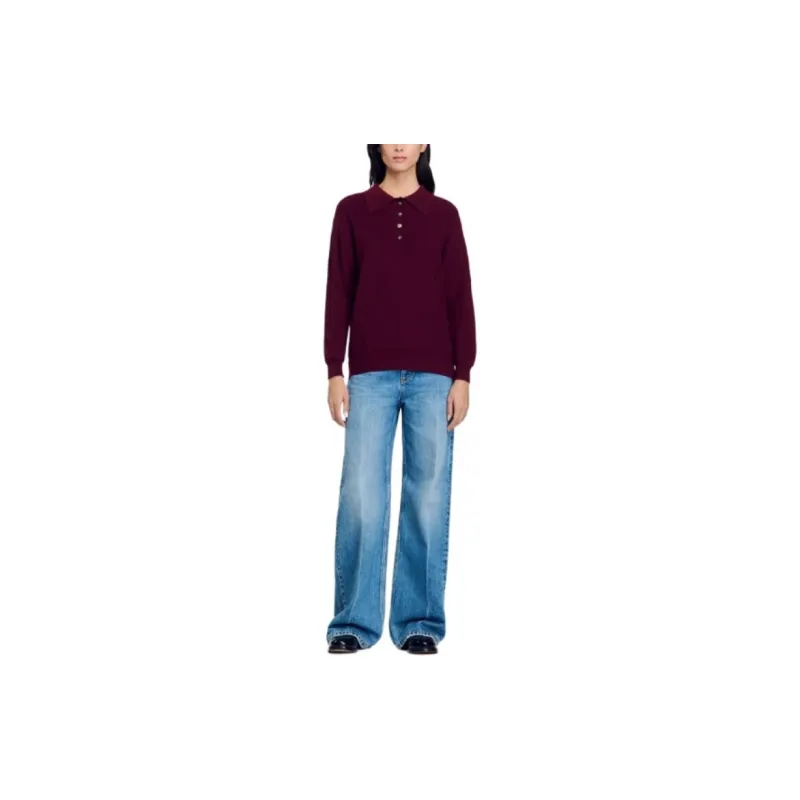 Sandro Cable knit Polo Sweater-1