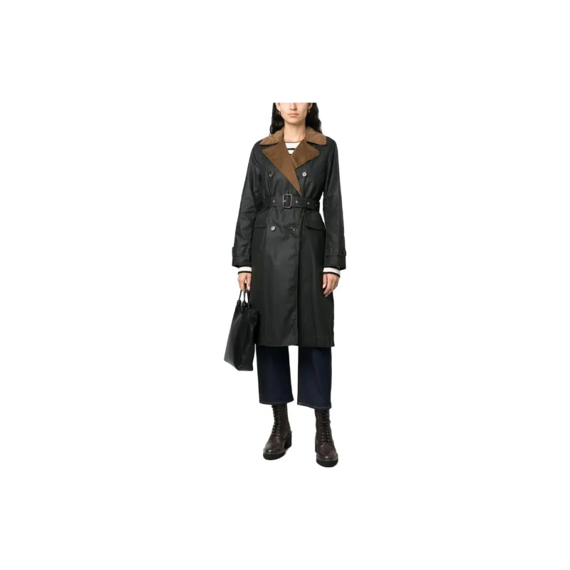 BARBOUR Double-breasted Belted Coat-1