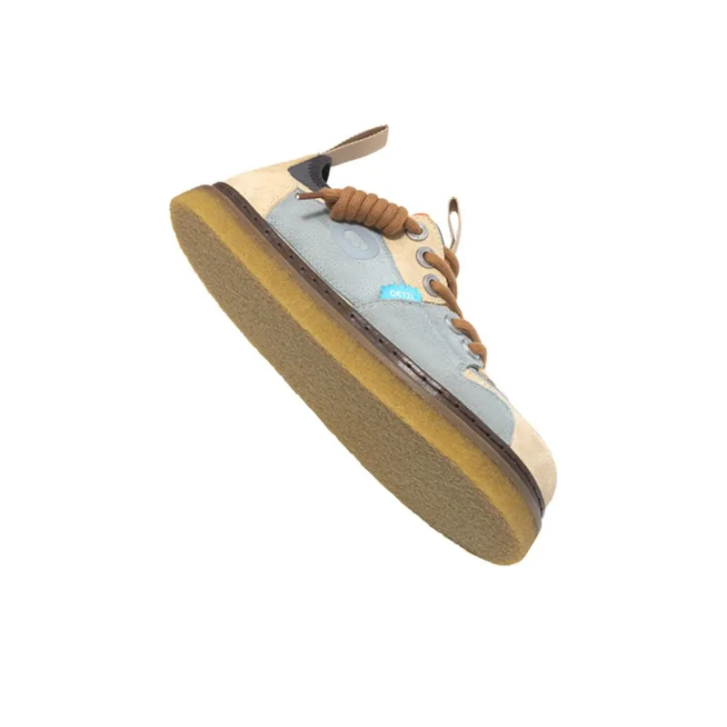 OETZI Smoke Rubber Sole Series Low Top Casual Shoes Unisex Light Gray & Apricot-4
