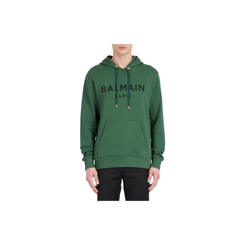 BALMAIN Logo Printed Drawstring Hoodie-4
