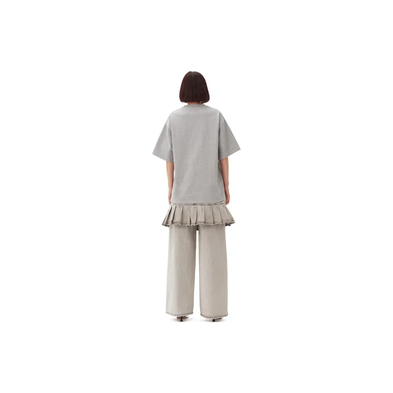 GANNI Fringed Logo Appliqué T shirt-2