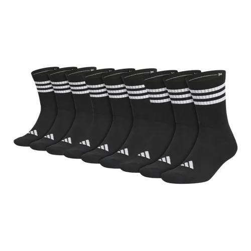Adidas Mid Calf Socks Unisex Black 9 Double Loads