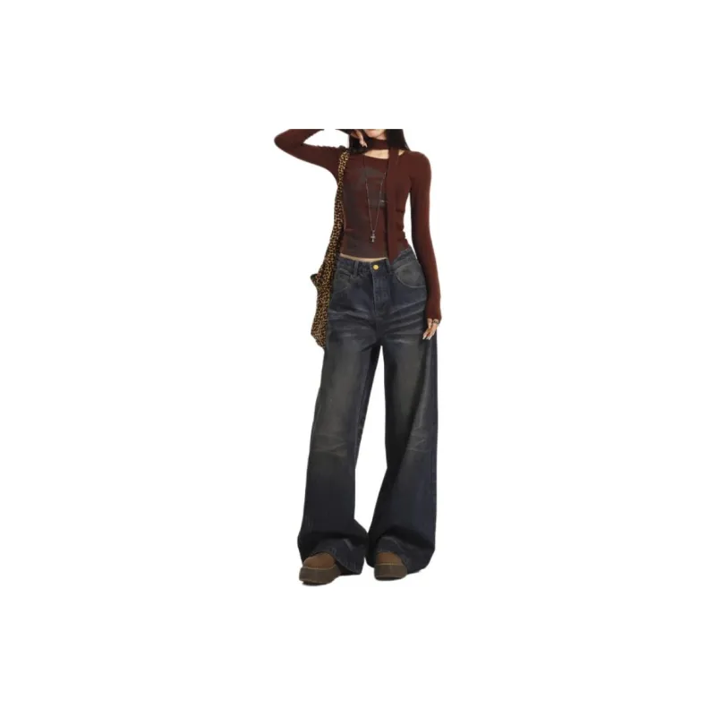 ZNZX Jeans Women's Vintage Dirty Blue-4
