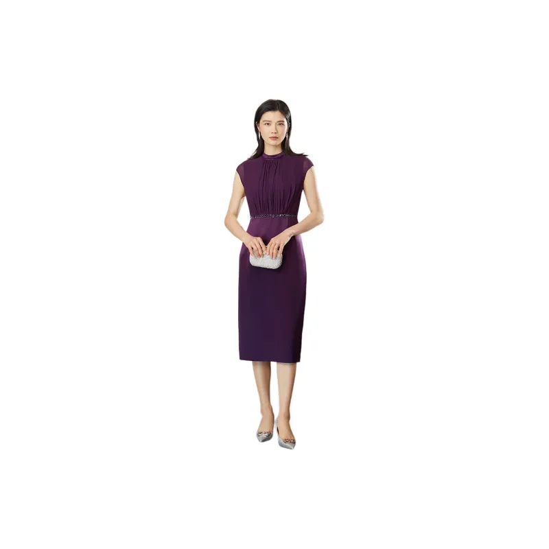 BBLLUUEE Sleeveless Dress Women's Purple Bamboo-2