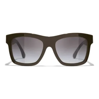 CHANEL Metal Square Sunglasses Unisex Brown