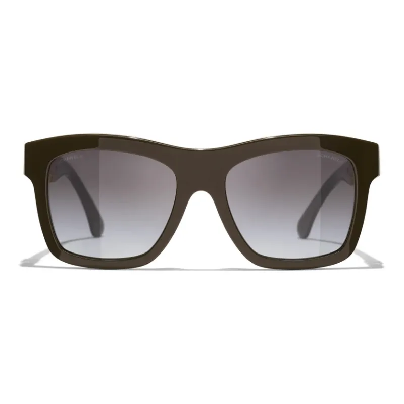 CHANEL Metal Square Sunglasses Unisex Brown-0