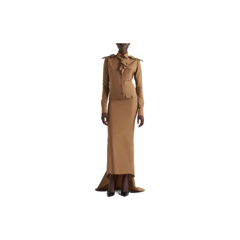 PRADA Long-Sleeved Dresses Women's Brown-1