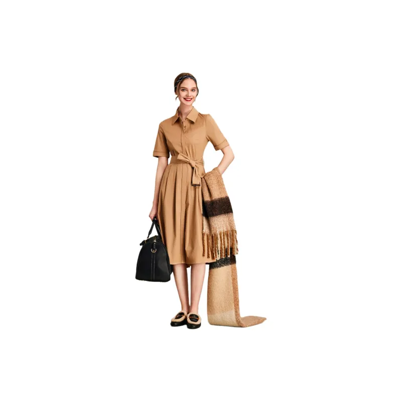 HAVVA Short Sleeved Dresses Women's Khaki-3