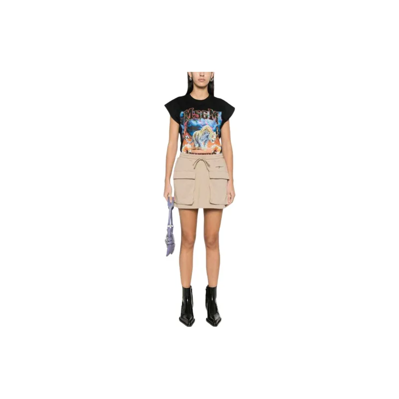 MSGM Logo Embroidered Drawstring Mini Skirt-1