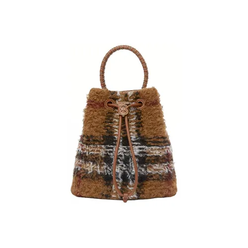 Burberry Leather Bucket Bag Handbag Shoulder Bag Crossbody Bag Small Size Women's Dark Birch Brown