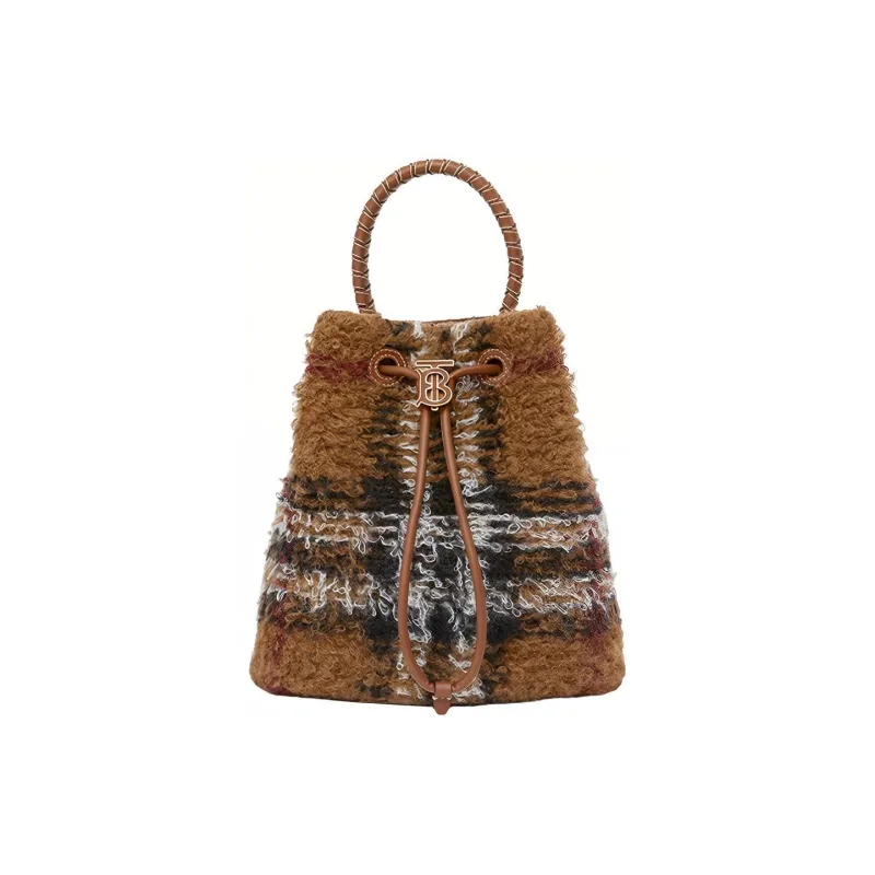 Burberry Leather Bucket Bag Handbag Shoulder Bag Crossbody Bag Small Size Women's Dark Birch Brown-0