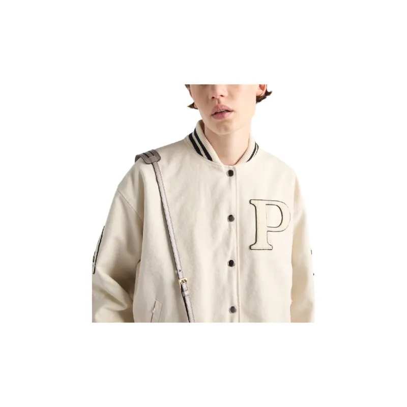 PRADA Canvas Bomber Jacket With Patches-4
