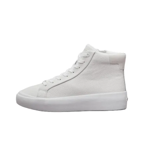 CALVIN KLEIN High-Top Skateboard Shoes Women's White