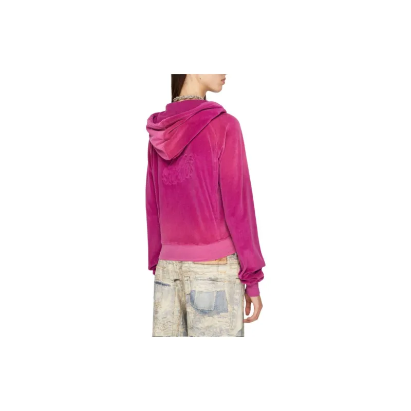 Acne Studios Hooded Zip Sweater Velvet Jackets & Coats Women's Pink Purple-2