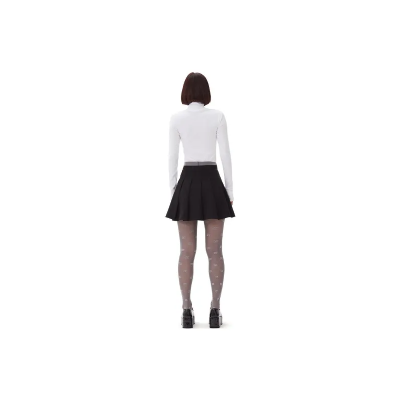 GANNI Light Twill Pleated Mini Skirt-2