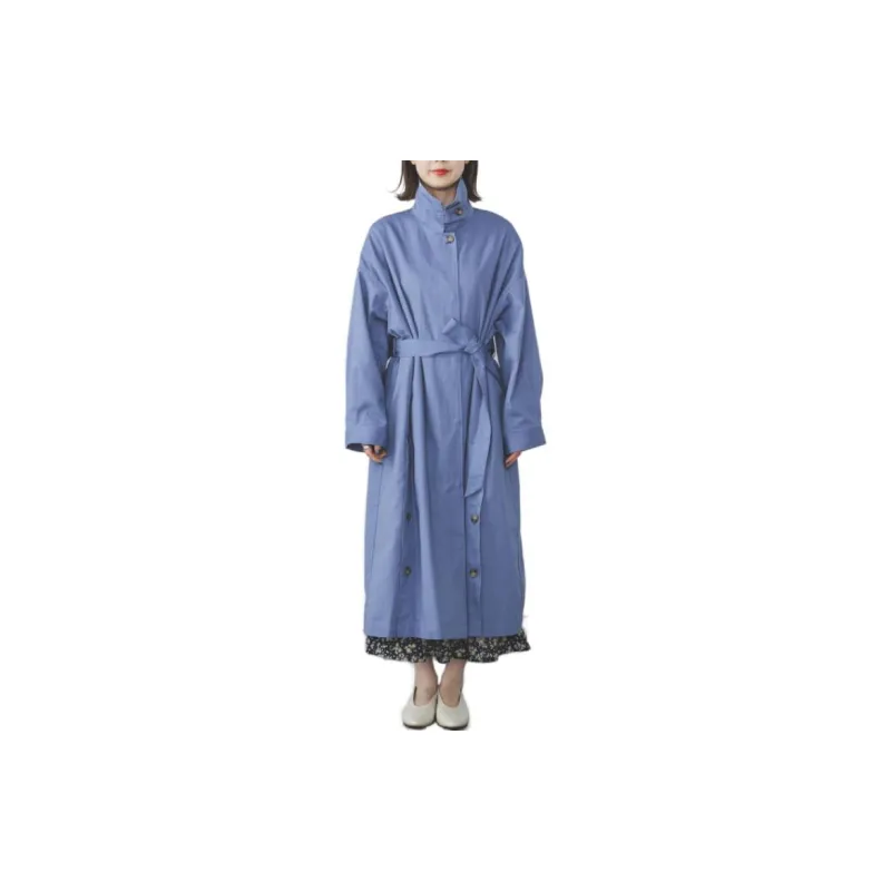 Beams Trench Coats Women's Light Blue-1