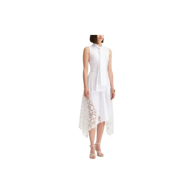 OSCAR DE LA RENTA Gardenia Lace-detail Cotton Poplin Dress-3