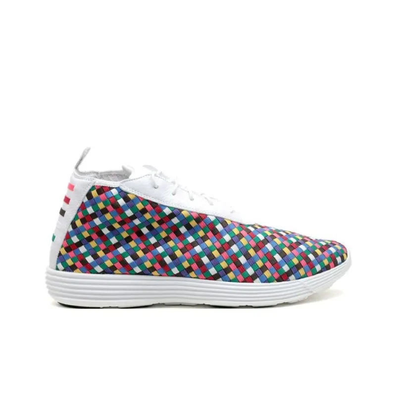 Nike Lunar Chukka Woven Rainbow Wear-resistant And Lightweight Low-Top Running Shoes Unisex White Pink Blue-1