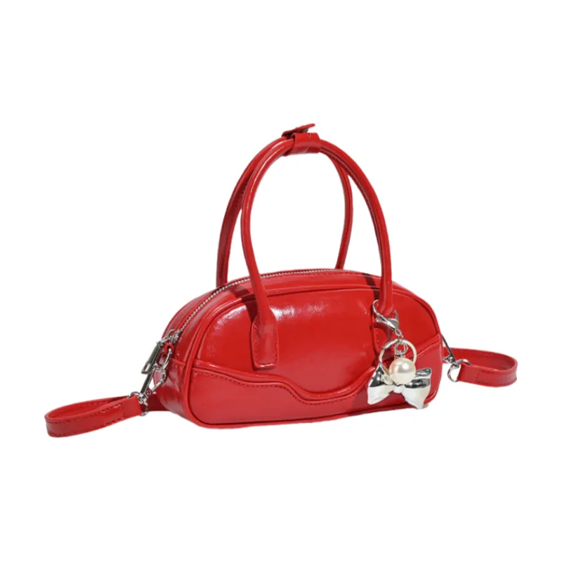 NOMK PU Crossbody One Shoulder Handbag Women's Black/Red/Silver-6