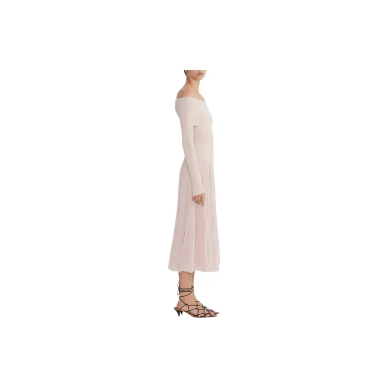 ARITZIA Wilfred New Twirl Pleated Skirt Casual Long Skirts Women's Bow Pink/Bowknot Pink-4