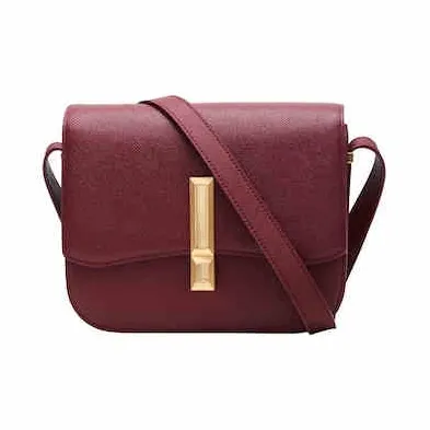 PECO Cow Leather Small Square Crossbody Bag Medium Size Women's Black/Gray/Red-8