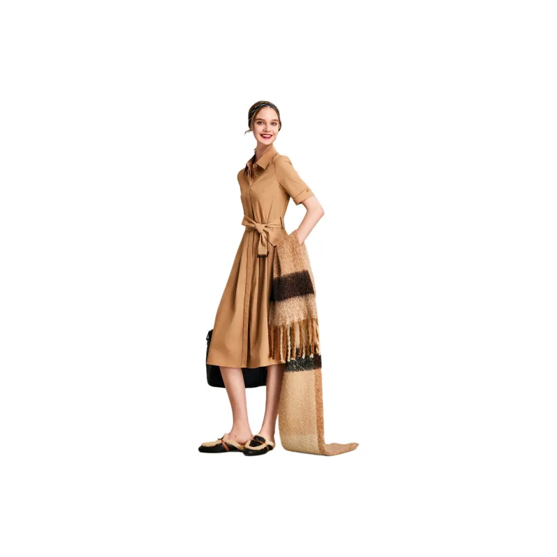 HAVVA Short Sleeved Dresses Women's Khaki-4