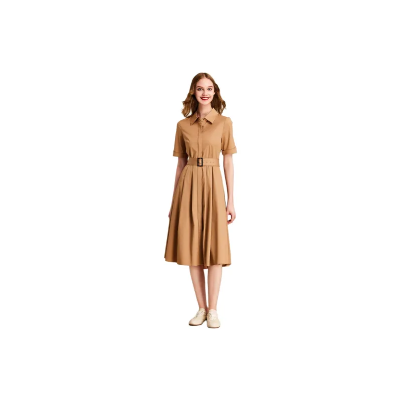 HAVVA Short Sleeved Dresses Women's Khaki-2
