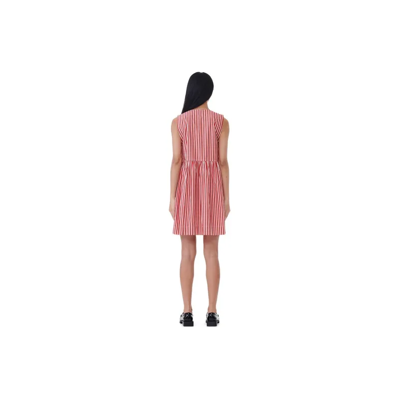 GANNI Striped Bow Detailed Mini Dress-1